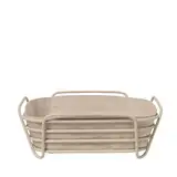 Brotkorb - DELARA - groß | Farbe Nomad | Moderner Brotkorb mit Baumwolleinsatz | Ideal für Brötchen & Gebäck | Stilvolles Design in Beige | waschbar | 26 x 26 x 9 cm