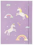 folia 69013 - Sammelmappe A3 Hot Foil Magic Unicorns, aus stabilem Karton mit Gummiband