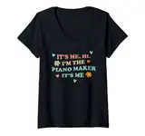 Damen Groovy It's Hi Me Job Titel – lustiger Klaviermacher T-Shirt mit V-Ausschnitt