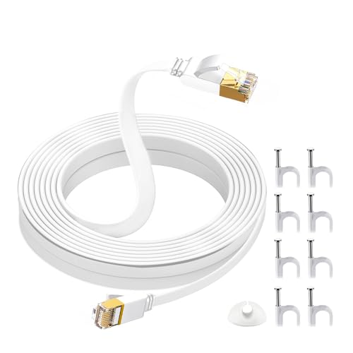 HuLuWa CAT 7 Netzwerkkabel,Netzwerkkabel Flach Lan kabel 5meter,Patchkabel Cat 7,Gigabit Ethernet,RJ45 kabel für PS5/4 Router Modem TV Laptop