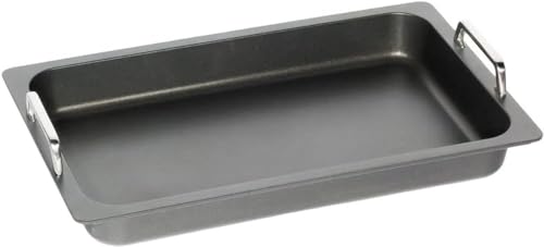 AMT Gastroguss Gastronorm - Behälter hoch GN 1/1 glatter Boden, induktionsgeeignet, 53 cm x 32,5 cm, 5,5 cm hoch, mit Edelstahlgriffen, Lotan® Antihaft-Veredelung, AMZN-I-55333-G