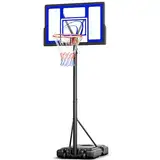 Basketballkorb Outdoor 305 cm,Basketballkörbe mit Ständer,Basketballkorb Höhenverstellbar 135-305cm,Transportable Korbanlagen Kinder Teenager Erwachsene (Blau)