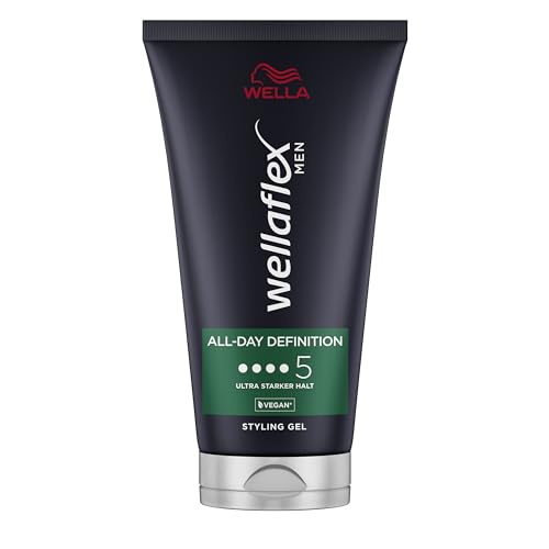 Wellaflex Men All-Day Definition Gel | Ultra starker Halt Styling Haargel | Veganes Haargel | Dermatologisch getestet & frei von Silikonen | 150ml