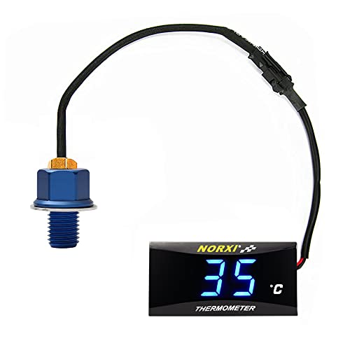 Motorrad-Öl-Thermometer, digitales Öl-Thermometer, elektronisches Ölthermometer mit Temperatursensor-Adaptern (Blau, M14 x 1,5)