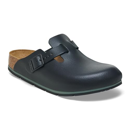 BIRKENSTOCK Boston Pro Leder Clogs - Hochwertige zertifizierte Berufsschuhe für Medizin, Gastronomie und Service, Farbe: Schwarz, Gr: 46