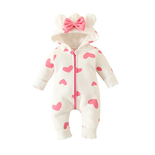 Generisch Baby Overall Winter - Flanell Frühling Strampler Langarm Polarfleece Overall Kapuzenoverall Kuschelige Niedlicher Winter Dicker Warmer Romper Fleecejacke Kinder 0-12 Monate