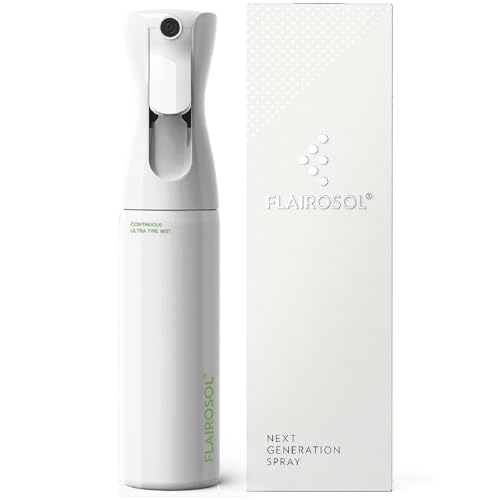 FLAIROSOL Das Original Pflanzensprühflasche Für den Lnnen- Und Außenbereich, 0,3 mm Feiner Nebel, Kontinuierliches Sprühflaschen, Patentierte Technologie, 300 ml (weiße Flasche, grüner Aufdruck)
