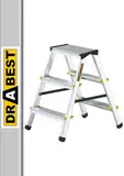 Drabest Klappleiter Leiter Klappbar 2 x 3 Stufen Alu Trittleiter Beidseitig bis 150 kg Belastbar Haushaltsleiter TÜV Zertifiziert