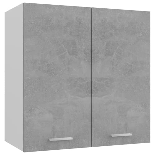 vidaXL Hängeschrank 2 Regalböden Küche Schrank Einbauküche Küchenzeile Küchenmöbel Oberschrank Küchenschrank Betongrau 60x31x60cm Holzwerkstoff