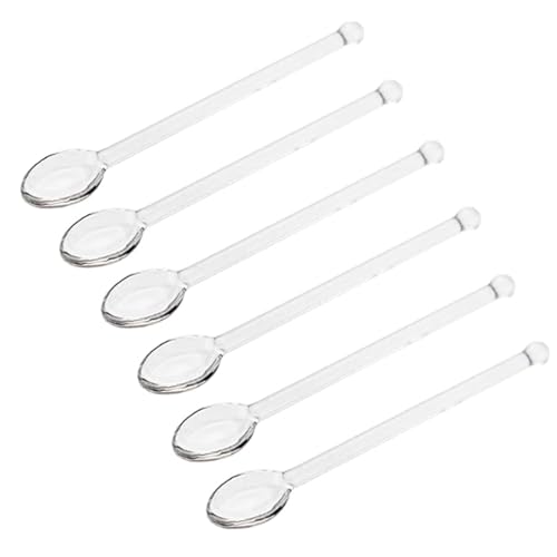 Yuiturt Glaslöffel 6er Set – Kaffeelöffel, Rührlöffel & Dessertlöffel aus klarem Glas – Hitzebeständige Mini-Löffel für Tee, Kaffee & Desserts – Vielseitige Löffel für Zuhause & Partys