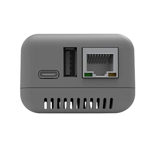 WAITLOVER Kabelloser Mini-Druckserver-Adapter für USB-Drucker, USB-2.0-Anschluss, schneller 10/100 Mbit/s, RJ-45-LAN-Port, Ethernet-Druck, graue WLAN-Version