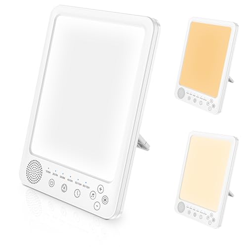 Tageslichtlampe, Daylight Lamp, Light Therapy Lamp, Lichttherapielampe mit 3 Farbtemperaturen, 10 Helligkeitsstufen, Uv-Frei, Touch-Control Sonnenlicht Lampe mit Timing-Funktion, Energieklasse A