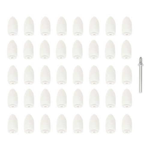 Create idea Satz mit 41 Stück Filz-Polierspitzen-Set 10x20mm Konischer Filz-Polierkopf mit 3,17mm Stange Zum Polieren von Metall Stein Glas Keramik Rotationswerkzeug Weiß