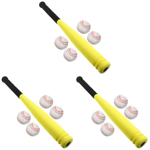 YARNOW Kinder-Baseball-Set – Mit 3 Kunststoff-Baseballschlägern Und 12 Bällen Kleinkind-Baseballschläger-Baseballspielzeug Für Kinder Im Innen- Und Außenbereich