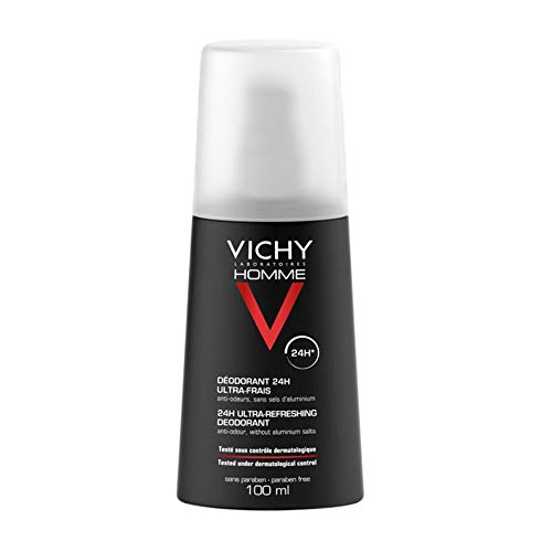 Vichy Homme Deodorant Zerstäuber Ultra-Frisch 24H, Deospray für Männer, 24 h wirksam, Geruchshemmend, Mit Thermalwasser aus Vichy und Zink-Ricinoleat, Für alle Hauttypen, 100 ml