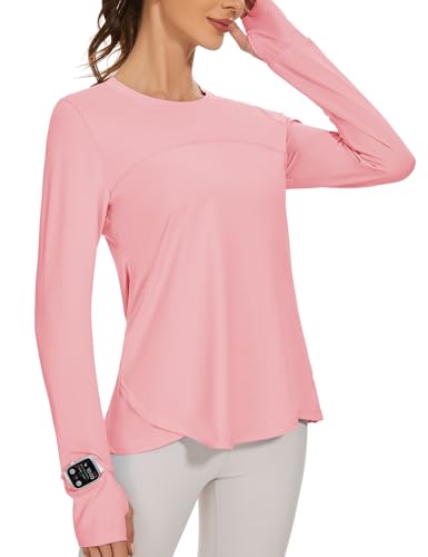 IECCP Sport Blusen für Damen Sonnenschutz Shirt UV Schutz Langarmshirt UPF 50+ Sportshirt Rashguards Yoga Ausbildung Draussen Gym Laufshirt