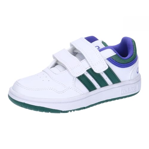 adidas Hoops Lifestyle Basketball Hook-and-Loop Shoes Sneaker, Cloud White/Collegiate Green/Lucid Blue, 34 EU