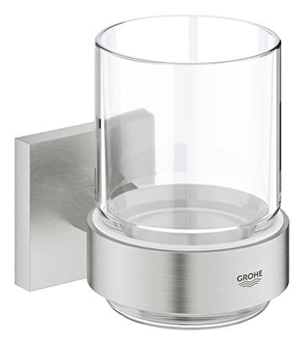 GROHE Start Cube - Glas mit Halter (verdeckte Befestigung, Material: Glas /Metall), supersteel, 41097DC0