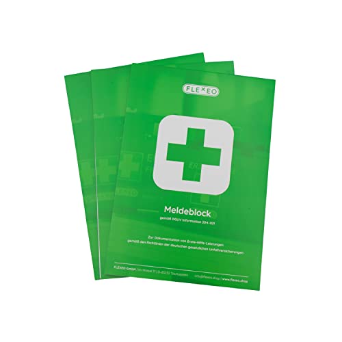 FLEXEO Meldeblock | DSGVO konforme Alternative zum Verbandbuch | 50 Blatt | DIN A5 | Gem. DGUV 204-020 | Stand 2021 | Verbandsbuch Betrieb 2021 | Verbandbuch für Betriebe 2021 | 3 Stück
