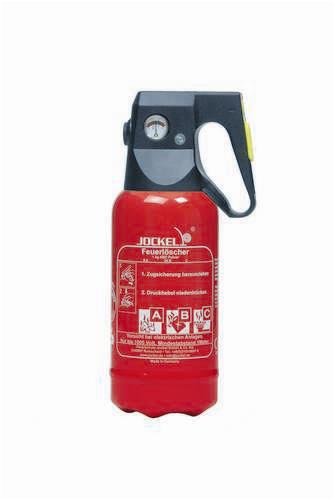 Jockel Feuerlöscher PS1JM Mini-Dauerdruck-Feuerlöscher, 1 kg, ABC-Pulver,