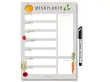 Magnetischer Menü Planer mit Einkaufsliste für Familien, DIN A4 abwischbarer wiederverwendbarer Wochenplaner für Meal Planning und Meal Prepping, Speiseplan für Kühlschrank (Magnetisch inkl. Stift)