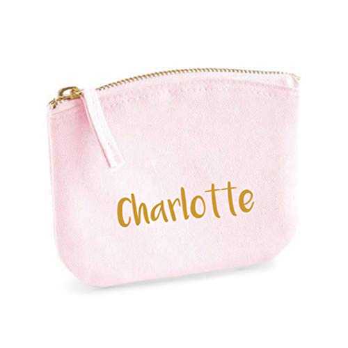 Schminktasche für Mädchen | personalisiert mit Namensdruck | kleine Kosmetiktasche für Kinder inkl. Name | Make-up Täschchen mit Reißverschluss | Abmessungen: 14,5cm x 11cm (rosa)