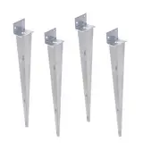 Aqbau® 4er Set Einschlag-Bodenhülse L 40 x 500 mm, Pfostenträger, Einschlaghülse, Einschlagbodenhülse Feuerverzinkt, Bodenhülsen für holzpfosten, Einschlaghülse, Erdspieß, L form