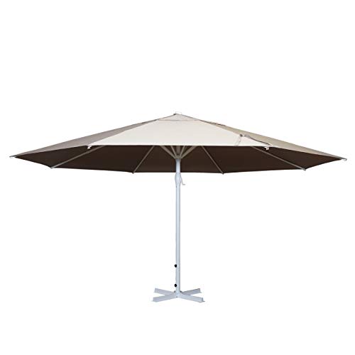 Sonnenschirm Meran II, Gastronomie Marktschirm, Ø 5m Polyester/Alu Mast weiß 28kg ohne Ständer - creme-beige