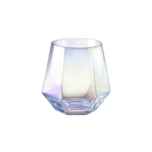 FVCTGHZ 300 ml Glas, bunt, sechseckig, transparent, Wasserglas, Milch, Saft, Getränkebecher, ausländischer Weinbecher for Küche und Zuhause, Glasbecher