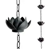 Lotus Regenkette, Metall Regenketten für Dachrinnen mit 5 Blumen, Verstellbare Regenfängerkette für Traufenablauf, Ersatz für Fallrohr, Außendekoration