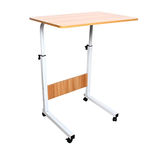 Treeisland Laptoptisch Höhenverstellbar, Mobiler Beistelltisch Pflegetisch für Bett und Sofa, Computertisch mit Rollen für Schlafzimmer, Büro