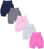 TupTam Baby Mädchen Pumphose Sommershorts 5er Set, Farbe: Pink Rosa Grau Graphit Dunkelblau, Größe: 74/80