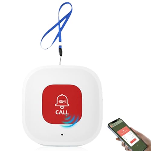 WiFi Notrufknopf für Senioren, Senioren Notruf Empfänger WiFi Alarmanlage Haus, SOS Notfallknopf für Senioren Patienten Behinderte Ältere, Kompatibel mit Tuya /Smart Life, Unterstützt Wi-Fi 2.4GHz