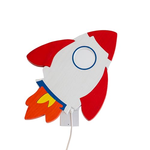 Clevere Kids Kinder Wandlampe Alle Meine Tiere Holz Handarbeit A++ (Rakete)