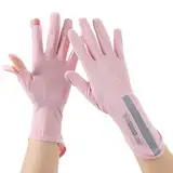 PORUPAEL Damen UV Sonnenschutz Handschuhe Vollfinger Touchscreen rutschfeste Fahrradhandschuhe Sommer Dünne Sonnenhandschuhe für Outdoor Fahren Golf Angeln (Rosa)