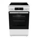 Gorenje GEC5C43WGAMZ Elektro-Standherd mit Glaskeramik-Kochfeld / 50 cm / 70 Liter/Schnellaufheizung/Pizzamodus 300°C/Auftauen/AquaClean/Ergonomische Knebel/ 8 Beheizungsarten/weiß