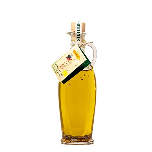 Scharfes Chili Öl, 100% italienisches Bio Olivenöl nativ extra, mit süd-italienischen Bio Peperoni. Echtes extra vergine aus Kampanien, 250ml