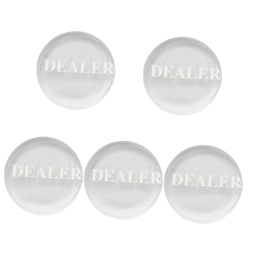 Toyvian Poker Knöpfe 5st Dealer-Poker Dealer-Chips Dealer-Button Acryl-Poker-händler Poker Zubehör Pokerzubehör Transparenter Poker-Button Kompakter Spielehändler Haupt Kristall Spielzubehör Knopf