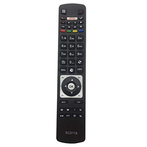 Riry Universalfernbedienung Telefunken RC5118 für Fernbedienung Telefunken Fernseher Digihome/Alba/Polaroid/FINLUX/Bush/Hitachi/Smart TV mit Netflix und YouTube – Keine Einrichtung erforderlich