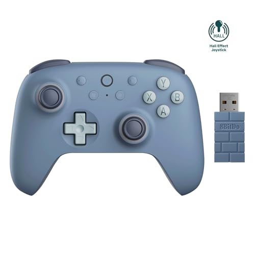 8bitdo Ultimate 2C Wireless Controller für Windows-PC und Android, mit 1000 Hz Abfragerate, Hall-Effekt-Joysticks und Hall-Triggern und Neu Belegbaren L4/R4-Stoßfängern, Turbofunktion (Dunkelblau)