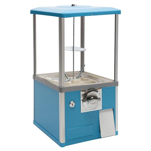 Verkaufsautomat mit Münzeinwurf,Kommerzielle Süßigkeiten Gumball Maschine,Kapselautomat mit Schlössern,Kommerzieller Kaugummiautomat für Süßigkeiten,für Runde Kapseln, Gummibälle(Blue,1 EUR/One Times)