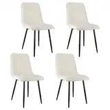 Generisch Esszimmerstuhl 4er Set mit gepolstertem Sitz, Metallgestell & wählbarem Bezug – Bequeme Designerstühle in Leinen oder Cord für Küche, Esszimmer oder Home-Office