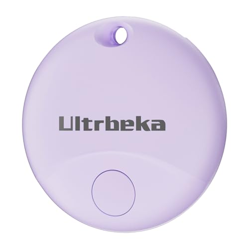 Ultrbeka Air Ortungsgerät, Tracker Tag 1 Stück, kompatibel mit Apple wo ist (nur iOS), Finder von Gegenständen und Schlüsseln, Gepäck, Koffer, Geldbörse, wasserdicht IP67, austauschbarer Akku Lila