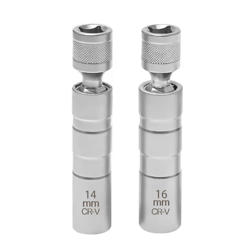 YPYMOD 2 Stück Zündkerzenschlüssel 14mm und 16mm, Universal Magnetic Flexible Zündkerzenstecker für die Autoreparatur