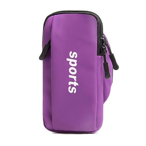 Sportarmband Handy,Armband Armtasche,Armtasche Handy,Sporttasche,Outdoor-Sport,Passport Brieftasche Etui,Laufsport-Armtasche,Sport Laufen Doppel Reißverschluss Sportarmband (Lila)