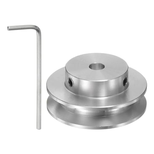 sourcing map Einzelrillen-Riemenscheibe 5mm feste Bohrung 40mm Außendurchmesser Aluminiumlegierung mit Sechskantschlüssel für Bohrmaschine 6mm PU-Rundriemen