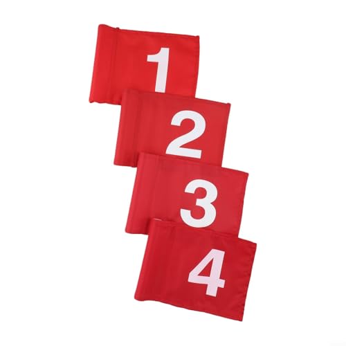 Oniissy Golf-Übungsflaggen-Set, 4 Stück, tragbare Zielflaggen für Hinterhof, Gartentraining, grün, wasserdicht, Nylon, 23 x 15 cm, rot, für Innen- und Außentraining
