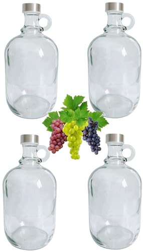 lilawelt24 4x 1,5L Flasche mit Schraubverschlüss Weinballon Glasballon Weinflasche| Likörflasche |Essig-Öl Flaschen | Schnapsflasche |Karaffe | Leere Glasflasche Zum Befüllen| Weinballon