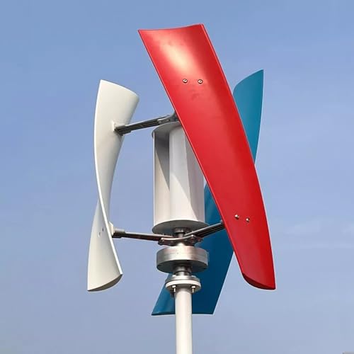Windkraftanlage Vertikal Windturbinen 600W 12V 24V 48V Windgenerator Helix Wendel Turbine Controller Kit mit Laderegler,Garten 3Klingen Windkraftanlag für Zuhause Boote, Pavillons, Hütten