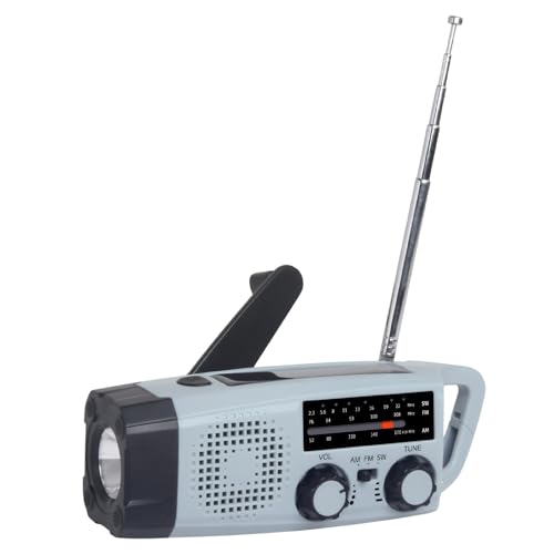 Risegun Solar Kurbelradio, Notfall Radio AM/FM Radio Tragbares Emergency Radios mit LED Taschenlampe & Leseleuchte, USB Handy-Lader, SOS Alarm für Camping Outdoor